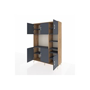 Hyperion Gardrop 10 Raflı 6 Kapaklı 132x44x195 Çam-antrasit