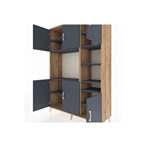 Hyperion Gardrop 10 Raflı 6 Kapaklı 132x44x195 Çam-antrasit