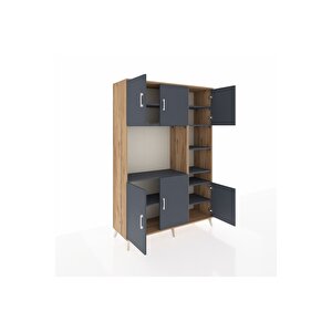 Hyperion Gardrop 10 Raflı 6 Kapaklı 132x44x195 Çam-antrasit