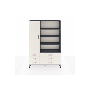 Arges Gardrop 8 Raflı 6 Çekmeceli Tek Kapaklı  132x30x195 Antrasit-aytaşı