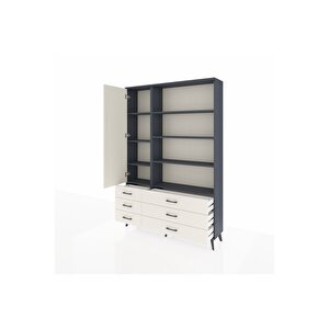 Arges Gardrop 8 Raflı 6 Çekmeceli Tek Kapaklı  132x30x195 Antrasit-aytaşı