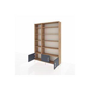 Arges Dolap 10 Raflı 3 Kapaklı 132x30x195 Çam-antrasit/çam