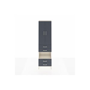 Arges Dolap 3 Raflı 4 Çekmeceli Tek Askılı 60x30x221 Aytaşı-antrasit