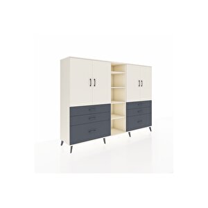 Hyperion Dolap 10 Raflı 6 Çekmeceli 4 Kapaklı 220x44x163 Aytaşı-aytaşı/antrasit