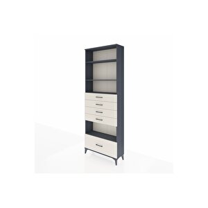 Arges Dolap 4 Raflı 5 Çekmeceli 88x30x243 Antrasit-aytaşı