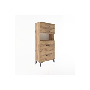 Arges Dolap Tek Raflı 4 Çekmeceli 60x30x134 Çam-çam