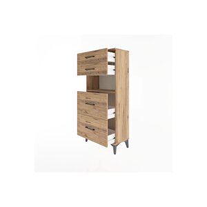 Arges Dolap Tek Raflı 4 Çekmeceli 60x30x134 Çam-çam