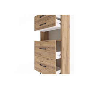 Arges Dolap Tek Raflı 4 Çekmeceli 60x30x134 Çam-çam