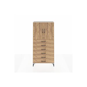 Arges Dolap 2 Raflı 6 Çekmeceli 2 Kapaklı 88x30x182 Aytaşı-çam