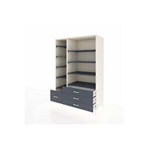 Kronos Dolap 9 Raflı 4 Çekmeceli  132x59x195 Aytaşı-antrasit/antrasit