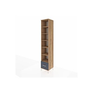 Hyperion Dolap 6 Raflı Tek Çekmeceli 44x44x243 Çam-antrasit