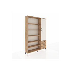 Arges Dolap 9 Raflı 3 Çekmeceli Tek Kapaklı  132x30x195 Çam-aytaşı/çam