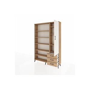 Arges Dolap 9 Raflı 3 Çekmeceli Tek Kapaklı  132x30x195 Çam-aytaşı/çam