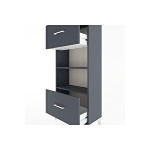 Hyperion Dolap 2 Raflı 2 Çekmeceli 60x44x134 Antrasit-antrasit