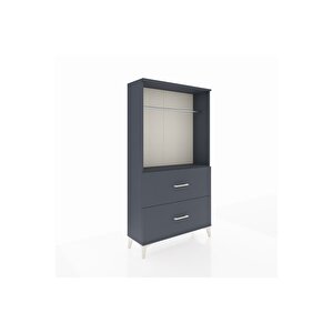 Arges Dolap Tek Raflı 2 Çekmeceli Tek Askılı 88x30x163 Antrasit-antrasit