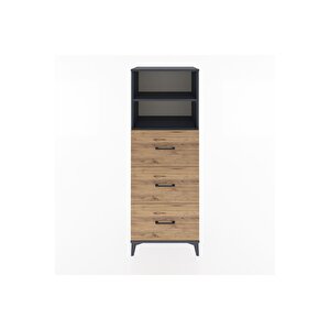 Hyperion Dolap 2 Raflı 3 Çekmeceli 60x44x163 Antrasit-çam