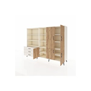 Hyperion Dolap 11 Raflı 3 Çekmeceli 5 Kapaklı 220x44x163 Aytaşı-çam/aytaşı