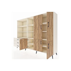 Hyperion Dolap 11 Raflı 3 Çekmeceli 5 Kapaklı 220x44x163 Aytaşı-çam/aytaşı