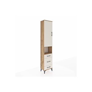 Arges Dolap 4 Raflı 3 Çekmeceli Tek Kapaklı 44x30x221 Çam-aytaşı