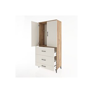 Hyperion Dolap Tek Raflı 3 Çekmeceli Tek Askılı 88x44x195 Çam-aytaşı