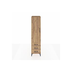 Kronos Dolap 2 Raflı 3 Çekmeceli Tek Kapaklı 44x59x182 Çam-çam
