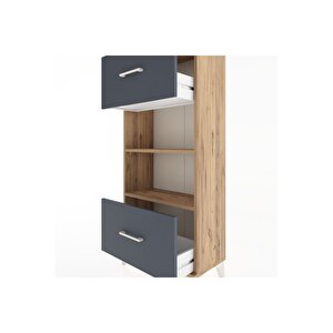 Hyperion Dolap 2 Raflı 2 Çekmeceli 60x44x134 Çam-antrasit