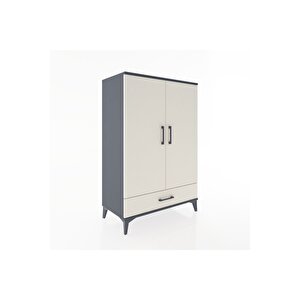 Hyperion Dolap Tek Raflı Tek Çekmeceli Tek Askılı 88x44x134 Antrasit-aytaşı