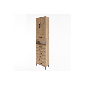 Arges Dolap 3 Raflı 6 Çekmeceli 2 Kapaklı 60x30x243 Çam-çam