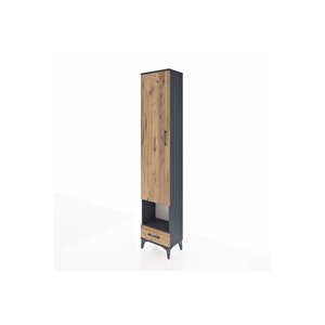 Arges Dolap 3 Raflı Tek Çekmeceli Tek Askılı 44x30x221 Antrasit-çam