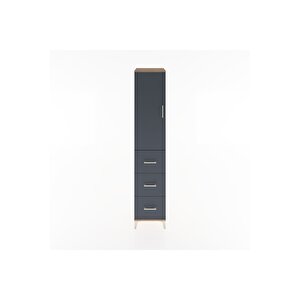 Hyperion Dolap 3 Raflı 3 Çekmeceli Tek Kapaklı 44x44x221 Çam-antrasit