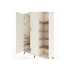 Hyperion Dolap 6 Raflı 4 Kapaklı Tek Askılı 132x44x195 Aytaşı-aytaşı/çam