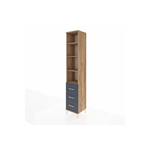 Hyperion Dolap 4 Raflı 3 Çekmeceli 44x44x243 Çam-antrasit
