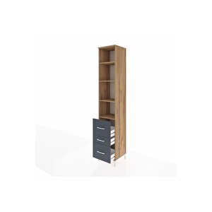 Hyperion Dolap 4 Raflı 3 Çekmeceli 44x44x243 Çam-antrasit