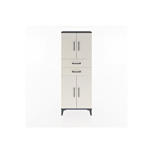 Arges Dolap 3 Raflı 2 Çekmeceli 4 Kapaklı 60x30x163 Antrasit-aytaşı