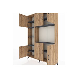 Arges Dolap 9 Raflı 6 Kapaklı 132x30x195 Çam-çam/antrasit