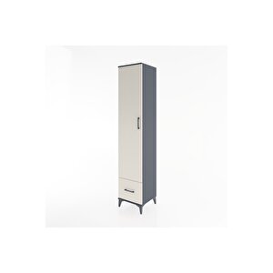 Hyperion Dolap 3 Raflı Tek Çekmeceli Tek Askılı 44x44x221 Antrasit-aytaşı