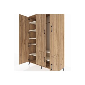 Hyperion Dolap 7 Raflı 5 Kapaklı Tek Askılı 132x44x195 Çam-çam/aytaşı