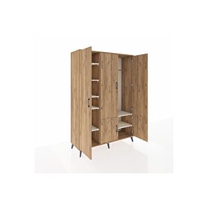 Hyperion Dolap 7 Raflı 5 Kapaklı Tek Askılı 132x44x195 Çam-çam/aytaşı