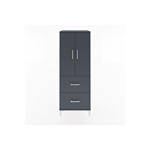 Hyperion Dolap 3 Raflı 2 Çekmeceli 2 Kapaklı 60x44x163 Antrasit-antrasit