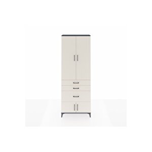 Arges Dolap 3 Raflı 3 Çekmeceli 4 Kapaklı 88x30x243 Antrasit-aytaşı