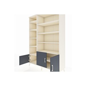 Hyperion Dolap 10 Raflı 3 Kapaklı 132x44x195 Aytaşı-antrasit/aytaşı