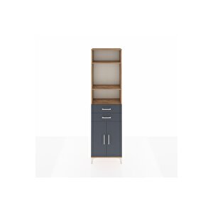 Arges Dolap 4 Raflı 2 Çekmeceli 2 Kapaklı 60x30x221 Çam-antrasit