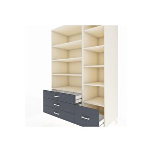 Kronos Dolap 9 Raflı 4 Çekmeceli  132x59x195 Aytaşı-aytaşı/antrasit