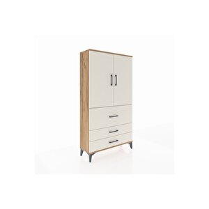 Arges Dolap Tek Raflı 3 Çekmeceli Tek Askılı 88x30x163 Çam-aytaşı