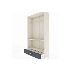 Arges Dolap 2 Raflı Tek Çekmeceli Tek Askılı 88x30x163 Aytaşı-antrasit