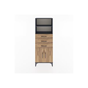 Arges Dolap 3 Raflı 3 Çekmeceli 2 Kapaklı 60x30x163 Antrasit-çam