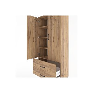 Hyperion Dolap 4 Raflı 2 Çekmeceli 2 Kapaklı 88x44x195 Çam-çam