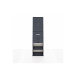 Arges Dolap 3 Raflı 3 Çekmeceli 2 Kapaklı 60x30x221 Antrasit-antrasit