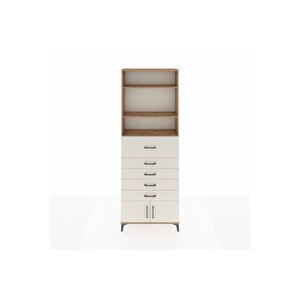 Arges Dolap 3 Raflı 5 Çekmeceli 2 Kapaklı 88x30x243 Çam-aytaşı