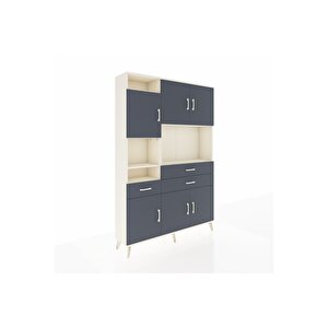 Arges Gardrop 9 Raflı 3 Çekmeceli 6 Kapaklı 132x30x195 Aytaşı-antrasit